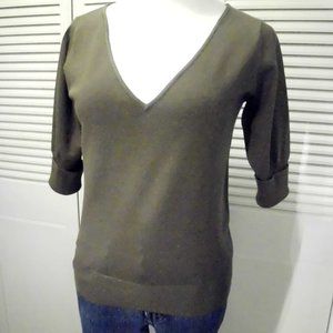 Express Olive Green SILK short Sleeve Sweater top